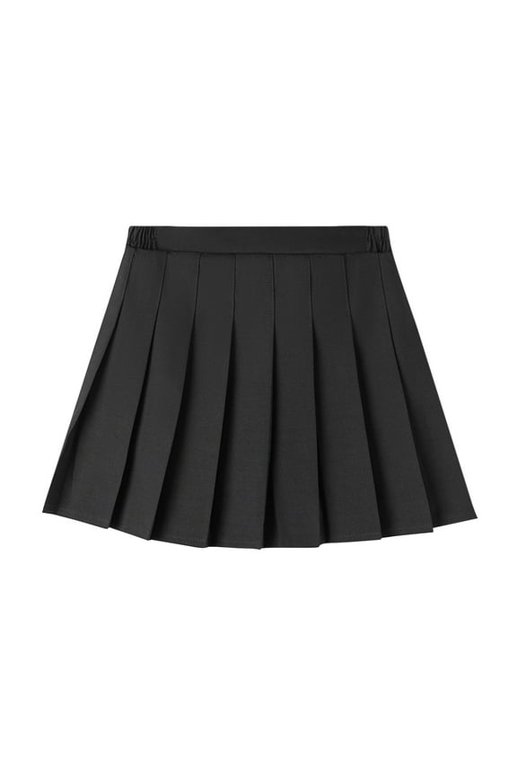 Uniform Skirts for Girls,Girls Skorts,Girl High Waisted Pleated Tennis Skirt School A-Line Skater Skirts with Lining Shorts Black 15-16 Years