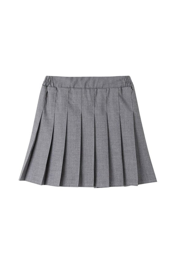 Uniform Skirts for Girls,Girls Skorts,Girl High Waisted Pleated Tennis Skirt School A-Line Skater Skirts with Lining Shorts Gray 13-14 Years