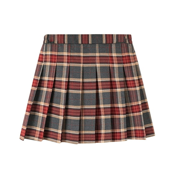 THDHVS Uniform Skirts for Girls,Skirt with Shorts Underneath,Girls' Pleated Plaid Mini Skirt with Shorts Girl Uniform School Tennis Skater Skirts Skort 9-10 Years