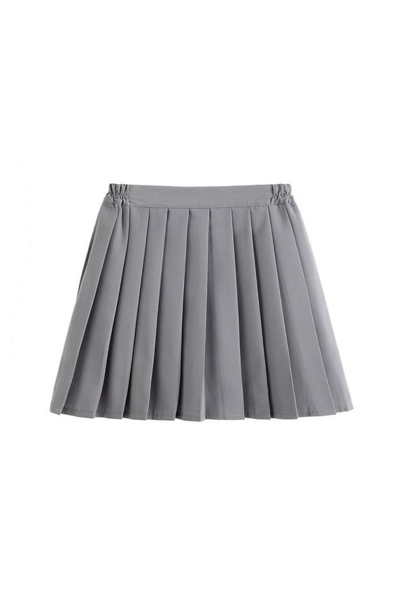 Casual Skirts for Girls,Kids Summer Uniform Skirts,Girls' Summer Elastic - Waist Pleated Skirt for Primary School Performance and as Kidren's Uniform Skirt Gray 13-14 Years