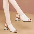 thumbnail image 1 of THDHVS Women's Sandals,Sandals for Women,Women's Color Blocked Button Out Versatile Thick Heeled Sandals Women's Sandals White 5, 1 of 4