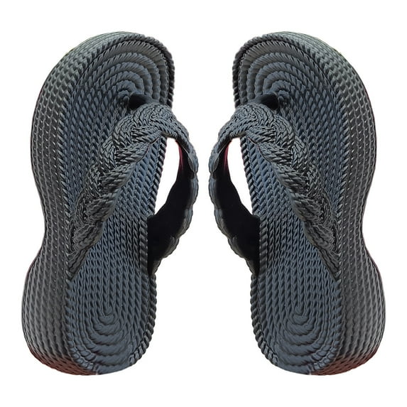 Summer Savings! THDHVS Beach Sandals for Woman,Women's Sandals,Women Imitation Rope Thick Sole Slope Heel Flip Flops Beach Sandals Black 6