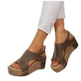 thumbnail image 1 of THDHVS Wedge Sandals for Women,Womens Sandals Comfortable,Women's Heeled Sandals Open Toe Slide Sandals Brown 6.5, 1 of 5