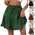 thumbnail image 1 of THDHVS Flowy Skirt,Skirts for Women,High Waisted Floral Mini Skirt Drawstring Boho Print Ruffle Summer Short Skirts Orange XL, 1 of 6