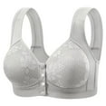 thumbnail image 1 of THDHVS Womens Plus Size Bras,Bras for Women,No Underwire Front Closure Comfortable Senior Wireless Snap Closing Bra Silver 42, 1 of 5