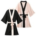 thumbnail image 1 of THDHVS Womens Robe,Bathrobe for Women,Summer Women's Lightweight Short Knit Bathrobe Soft Ladies Sleepwear with Pockets Black XL, 1 of 5