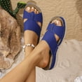 thumbnail image 1 of THDHVS Womens Sandals,Comfortable Sandals for Women,Women's Fashion Casual Summer Large Size Beach Wedge Thick Bottom Sandals Slippers Blue 7, 1 of 6