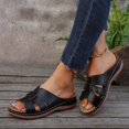 thumbnail image 1 of THDHVS Wedge Sandals for Women,Sandals Women,Women's Fashion Casual Summer One-Line Hollow Fish Mouth Wedge Heel Casual Outdoor Sandals Black 5.5, 1 of 6