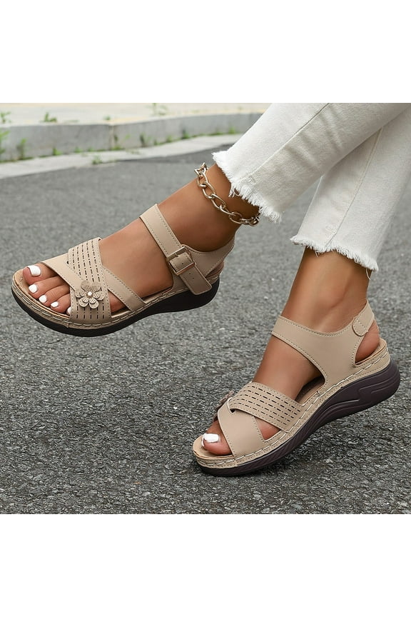 Womens Sandals,Comfortable Sandals for Women,Women's Fashion Casual Summer Style Fish Mouth Sandals Belt Buckle High Heel Sandals Beige 9