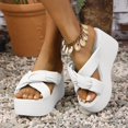 thumbnail image 1 of THDHVS Womens Sandals Comfortable,Womens Sandals,Women's Fashion Casual Summer Bow Thick Bottom Wedge Heel Flip Flops Sandals White 7.5, 1 of 5