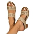 thumbnail image 1 of THDHVS Womens Sandals Comfortable,Womens Sandals,Women's Fashion Casual Summer Home Wedge Thick Bottom Outdoor Non-Slip Sandals Beige 5.5, 1 of 5