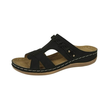 Summer Savings Clearance 2025! Women's Fashion Casual Spring New Beach Round Toe Open Toe Thick Bottom Wedge Heels