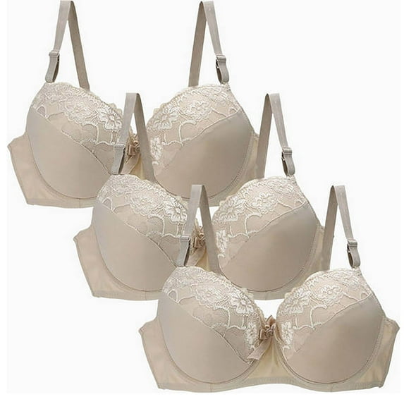 Womens 3 Pack Everyday Bras, Seamless Bras for Women No Underwire Wireless Bras - Push Up Full Coverage Bralettes Comfortable Everyday Bra S-2XL