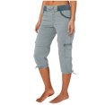 thumbnail image 1 of Womens Cargo Capri Pants Outdoor Work Business Trousers Summer Casual Elastic High Waist Capris Pants, 1 of 6