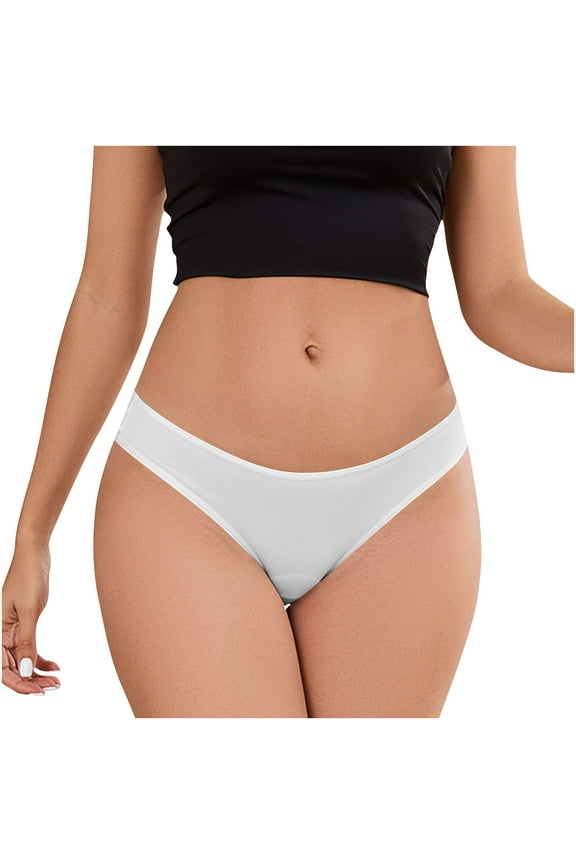 Womens Thong Panties, Seamless Thongs for Women Comfortable Cotton No Show Thong Invisible V-waisted Breathable Stretch Panties Underwear XS-XL