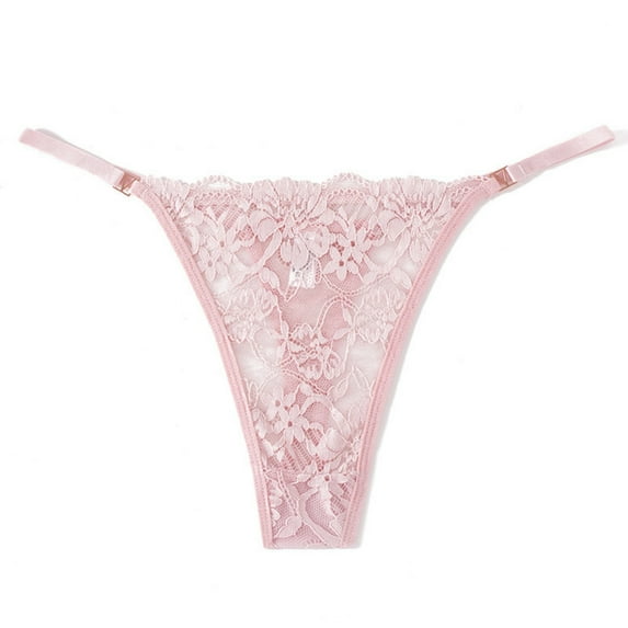 Womens Thong Panties, Sexy Lace Thong for Women Ice Silk Breathable Underwear Low Rise Retro Thongs Panties S-L