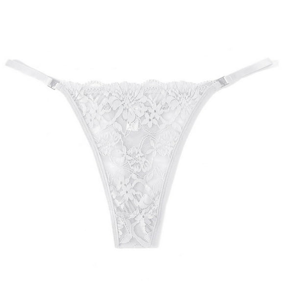 Womens Thong Panties, Sexy Lace Thong for Women Ice Silk Breathable Underwear Low Rise Retro Thongs Panties S-L