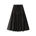 thumbnail image 1 of abtuhar High Waisted Skirts for Women,Women's Girls Elastic Waist Long Flowy Bohemian Cotton Casual Maxi Skirt for Summer Beach Holiday Black, 1 of 4
