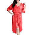 thumbnail image 1 of abtuhar Robes for Women,Women's Plus Size Hanging Neck Tassel Lace Short Skirt Erotic Sets Red One Size, 1 of 3
