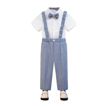 Summer Savings Clearance 2025! itsun Boys Uniform Pants, Toddler Kids Big Boy Fashion Solid Color Casual School Uniform Straps Pants Trousers Blue 12-18 Months