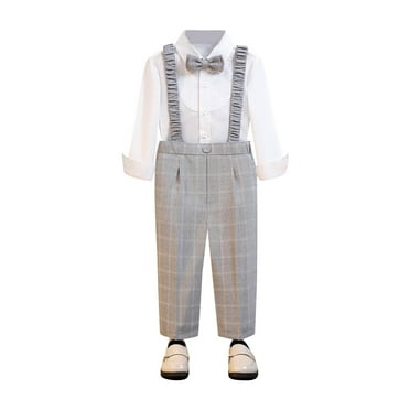 Summer Savings Clearance 2025! itsun Boys Uniform Pants, Toddler Kids Big Boy Fashion Solid Color Casual School Uniform Straps Pants Trousers Gray 12-18 Months