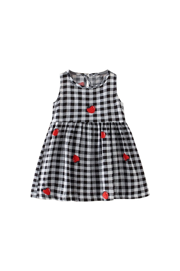 Summer Toddler Girls Sleeveless Dress Graphic Print Children's Clothing Black 12-24 Months