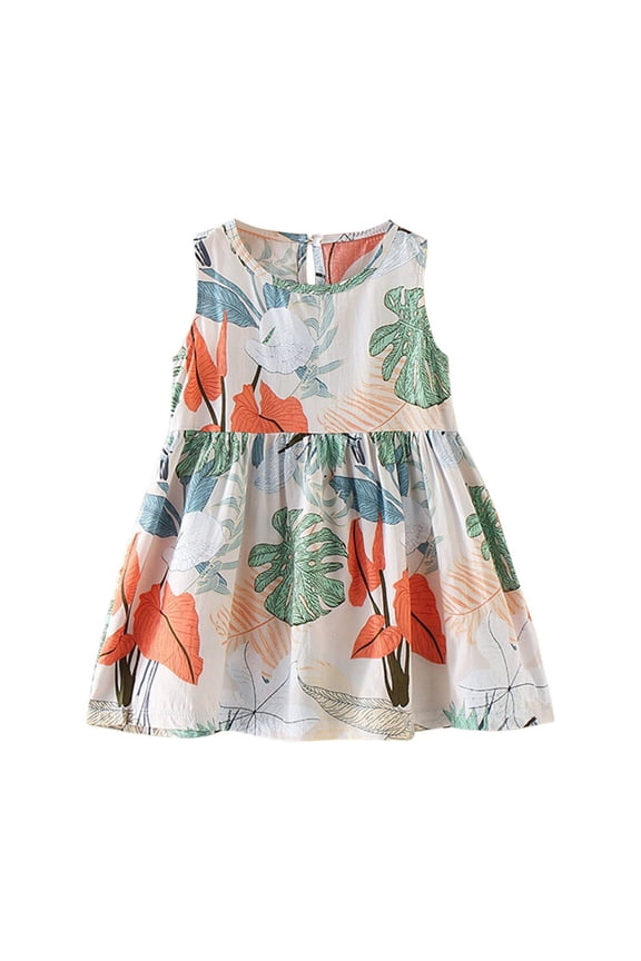 Summer Toddler Girls Sleeveless Dress Graphic Print Children's Clothing Multicolor 12-24 Months