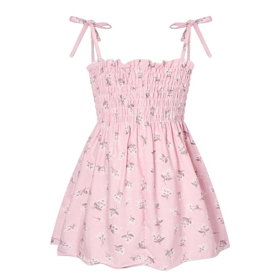 loopsun Summer Toddler Girls Sleeveless Sling Dress Graphic Print Children's Clothing Pink 2-3 Years