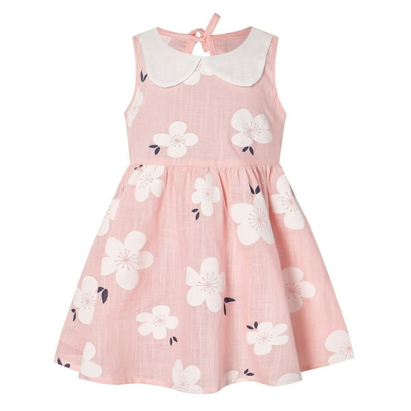 loopsun Toddler Kids Girls Sleeveless Doll Collar Vest Dress Princess Dress Pink 3-4 Years