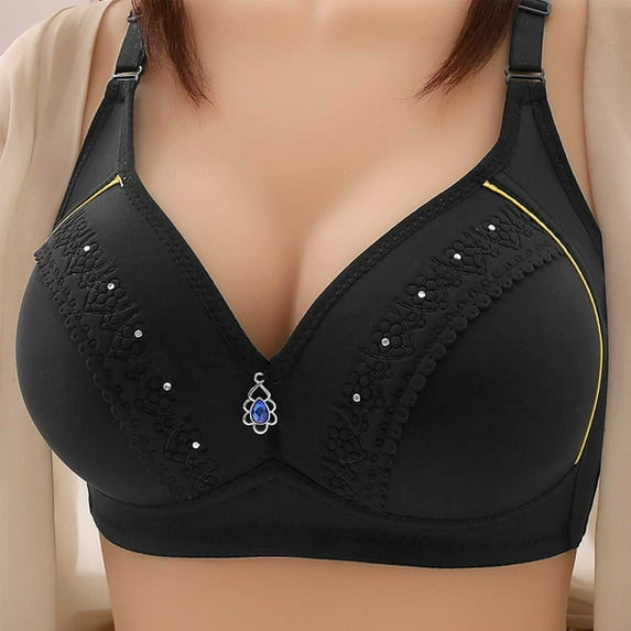 loopsun Womens Plus Size Bra, Woman's Embroidered Glossy Comfortable Breathable Bra Underwear No Rims