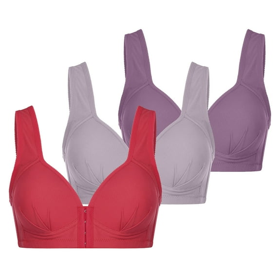 Summer Savings Clearance 2025! loopsun Womens Plus Size Bra, Women's Solid Color Bra Underwear 3-piece Bra Daily Underwear