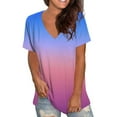 thumbnail image 1 of loopsun Womens Tops,Womens Plus Size Tops,Fashion Women's Summer V-Neck Short Sleeve Print Casual T-shirt Blouse Blue S, 1 of 5