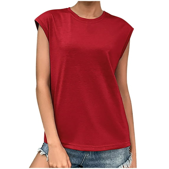 loopsun Womens Tops,Womens Plus Size Tops,Women Casual Short Sleeve Short Sleeve Solid Pullover Blouse T-shirt Tops Loose Red M