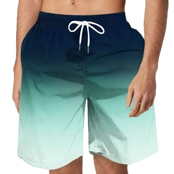 Chiccall Mens Hawaiian Gradient Shorts Plus Size Casual Elastic Waist Drawstring Summer Beach Swim Trunks with Pocket Mint Green
