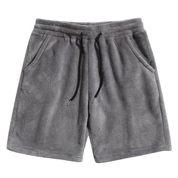 Chiccall Mens Casual Solid Color Shorts with Pocket Fashion Elastic Waist Drawstring Summer Beach Shorts Gray