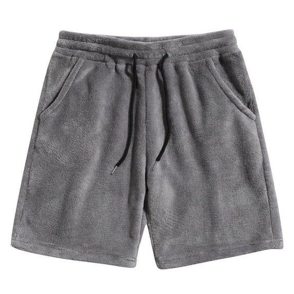 Chiccall Mens Casual Solid Color Shorts with Pocket Fashion Elastic Waist Drawstring Summer Beach Shorts Gray