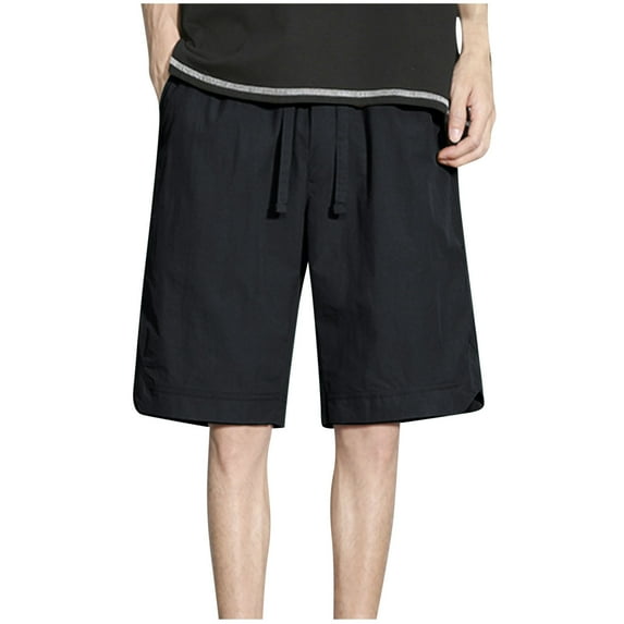 Chiccall Mens Solid Soft Loose Shorts Elastic Waist Drawstring Casual Quick Dry Summer Sweat Shorts (M-4XL) Black