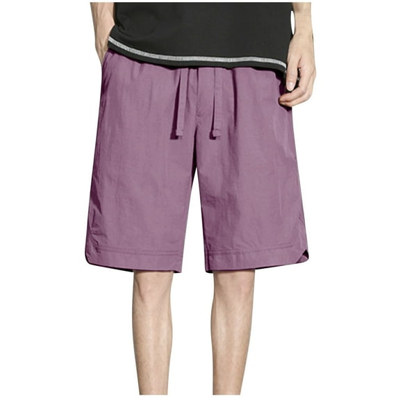 Chiccall Mens Solid Soft Loose Shorts Elastic Waist Drawstring Casual Quick Dry Summer Sweat Shorts (M-4XL) Purple