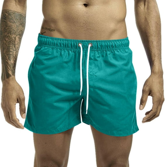 Chiccall Mens Shorts Solid Strech 4 Pockets Drawstring Elastic Waist Casual Summer Beach Swim Trunks Mint Green