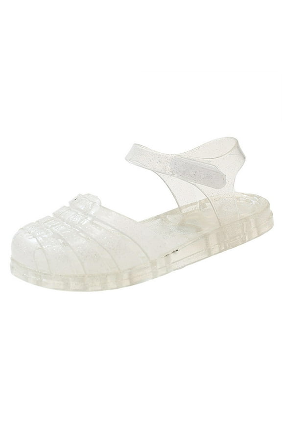 AKAFMK Girls Sandals,Baby Shoes,Toddler Shoes Baby Girls Cute Fruit Jelly Colors Hollow Out Non-slip Soft Sole Beach Roman Sandals White Sizes 8.5-12