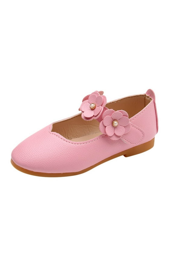 AKAFMK Girls Sandals,Dress Shoes for Girls,Toddler Shoes Baby Girls Cute Fashion Flower Non-slip Small Leather Princess Shoes Pink Sizes 6-2.5