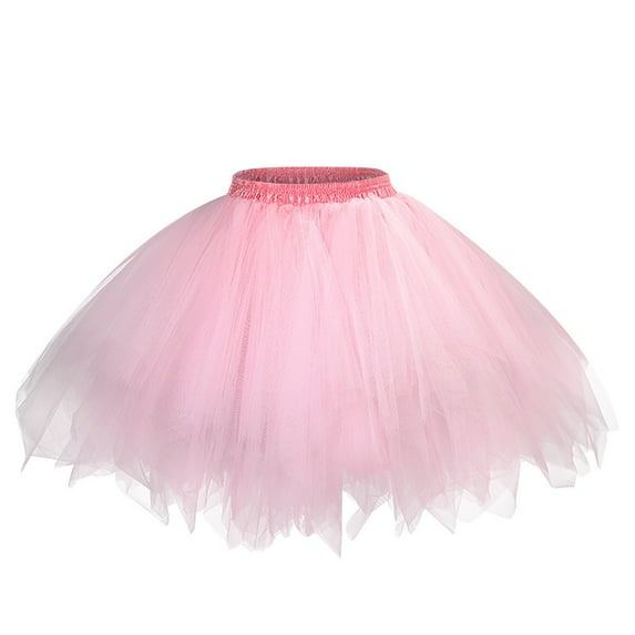 Summer Savings Clearance! AKAFMK Skirts for Women,Rainbow Tutu Tulle Skirt Short Summer Skirt for Teen Girls Womens Layered Mesh Skirt Girls Colorful Halloween Costumes Tutu Pink
