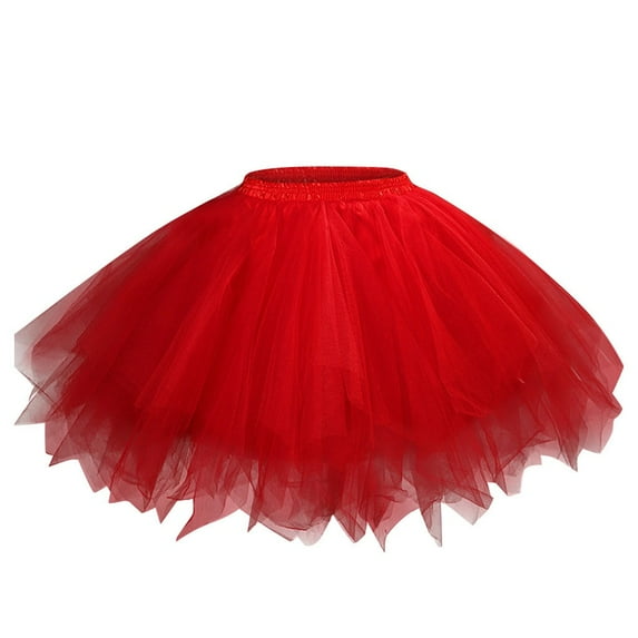 AKAFMK Skirts for Women,Rainbow Tutu Tulle Skirt Short Summer Skirt for Teen Girls Womens Layered Mesh Skirt Girls Colorful Halloween Costumes Tutu Red