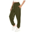 thumbnail image 1 of Summer Savings Clearance! AKAFMK Womens Drawstring Elastic Waist Sports Lounge Pants with Pockets Army Green, 1 of 6