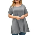 thumbnail image 1 of Ahdbta Women's Plus Size Ruffle Tunic Tops Summer Short Sleeve Loose T-Shirt Blouses Womens Tops Tunic Tops for Leggings, 1 of 5