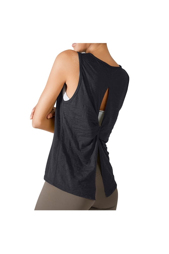 Womens Tank Top Workout Tops Open Back Shirts Gym Workout Clothes Cut Out Musle Tank for Women Sleeveless Dressy Tops for Women