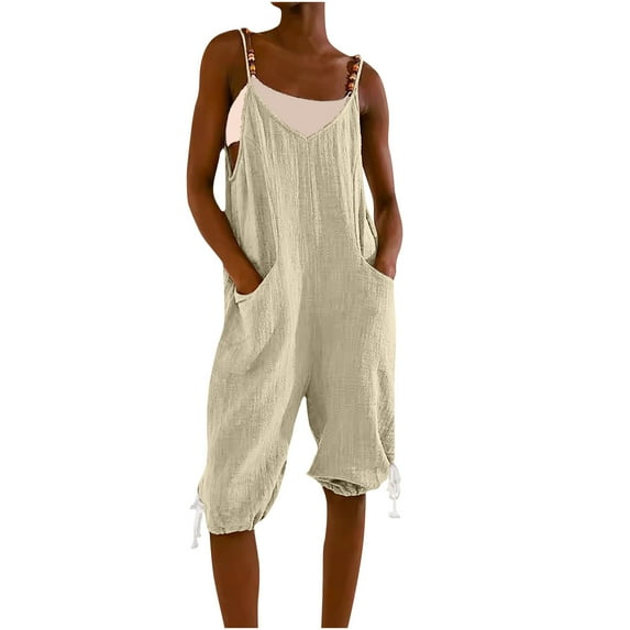 Akafmk Plus Size Jumpsuits for Women Summer, Casual Rompers for Women, Solid Color Short-Sleeved Casual Wide-Leg Jumpsuit with Button Pockets Loose Fitting Overalls
