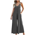 thumbnail image 1 of Akafmk Plus Size Jumpsuits for Women Summer,Casual Rompers for Women,Strap Jumpsuit Summer New Style Solid Color Pocket Casual Jumpsuit Female Loose Fitting Overalls, 1 of 5