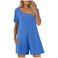 thumbnail image 1 of Akafmk Plus Size Jumpsuits for Women Summer,Casual Rompers for Women,Womens Fashion Summer Solid Pocket Casual Short Sleeve Suspender Jumpsuit Loose Fitting Overalls, 1 of 5