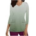 thumbnail image 1 of Aofany Women Nursing Scrub Tops Gradient Printed Working Uniform V Neck 3/4 Sleeve Workwear Blouse T-shirt with Pockets, 1 of 3